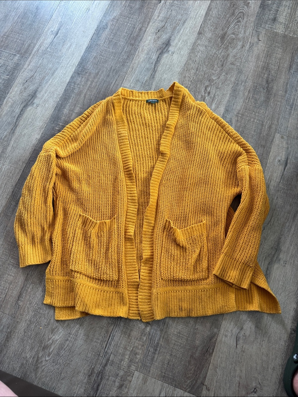wild fable Mustard Yellow Open-Front Pocket Cardigan